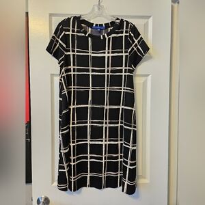 Black and White Checkered Dress with Pockets
